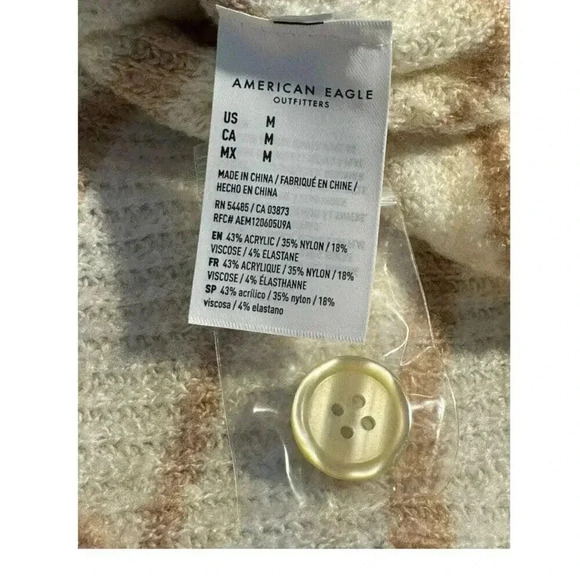 NEW American Eagle Women's Medium Brown Striped Cardigan Balloon Sleeve NWT - Picture 7 of 8